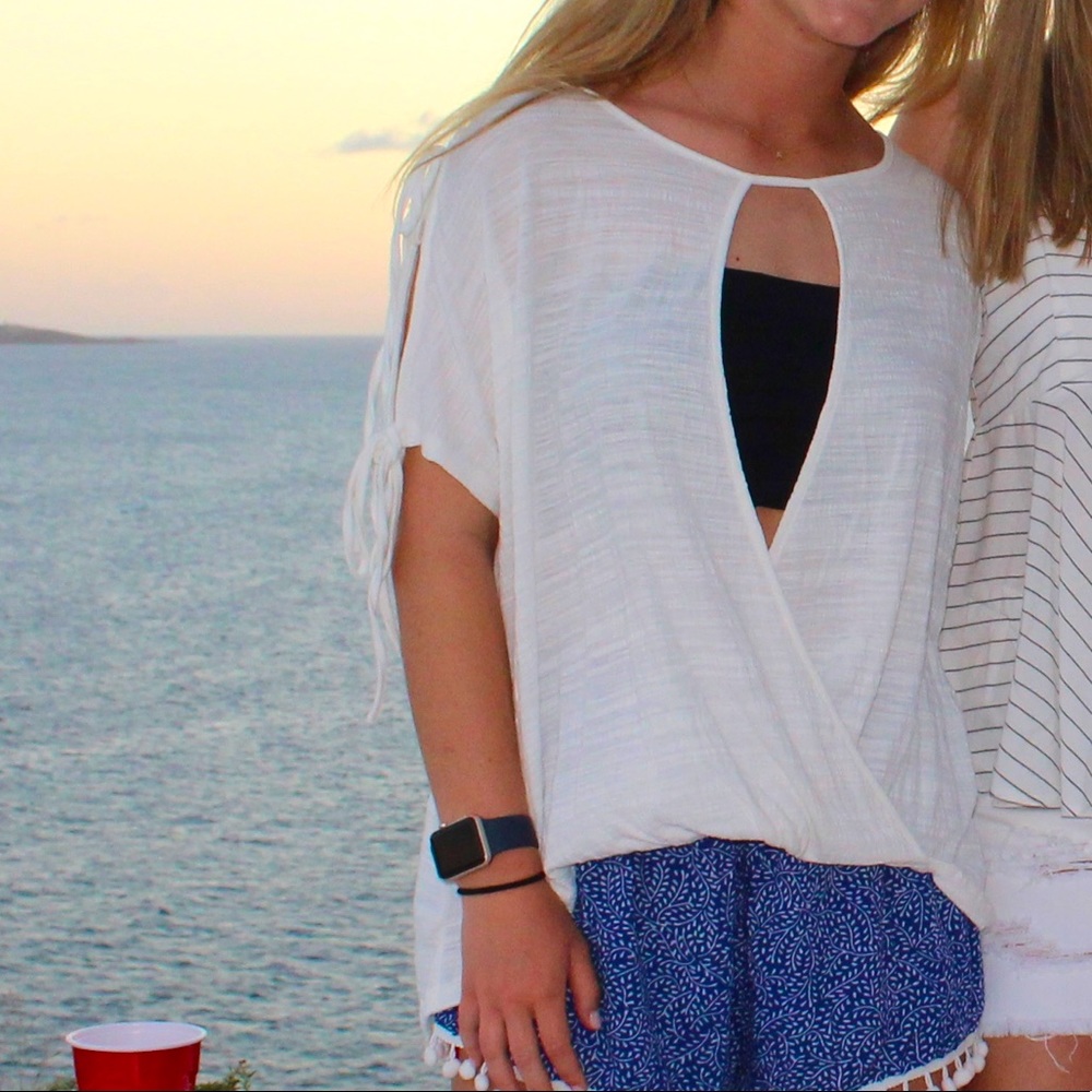 White Cut Out Top